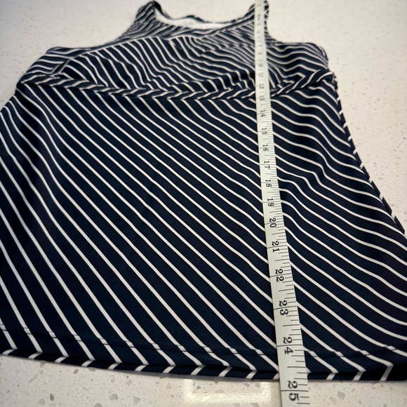 Athleta Offshore Tankini Top Blue White Stripe Swim Keyhole Back Women’s M - Picture 6 of 7